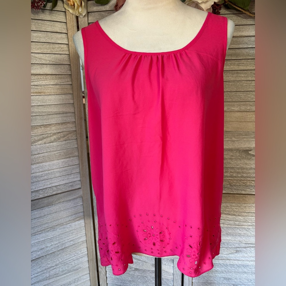 2 for 1 Deal LOFT ANN TAYLOR Sleeveless Blouses Fuchsia Pink Black&White cottage - Picture 3 of 16